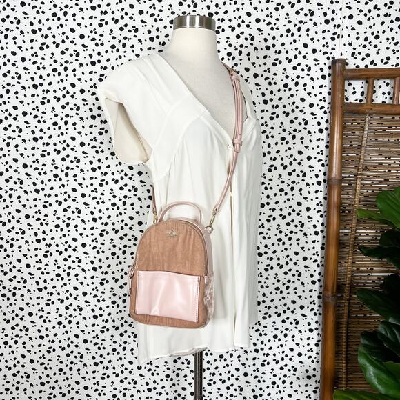 Kate Spade | Watson Lane Merry Pink Silk Velvet Leather Crossbody Mini Backpack - Picture 10 of 15